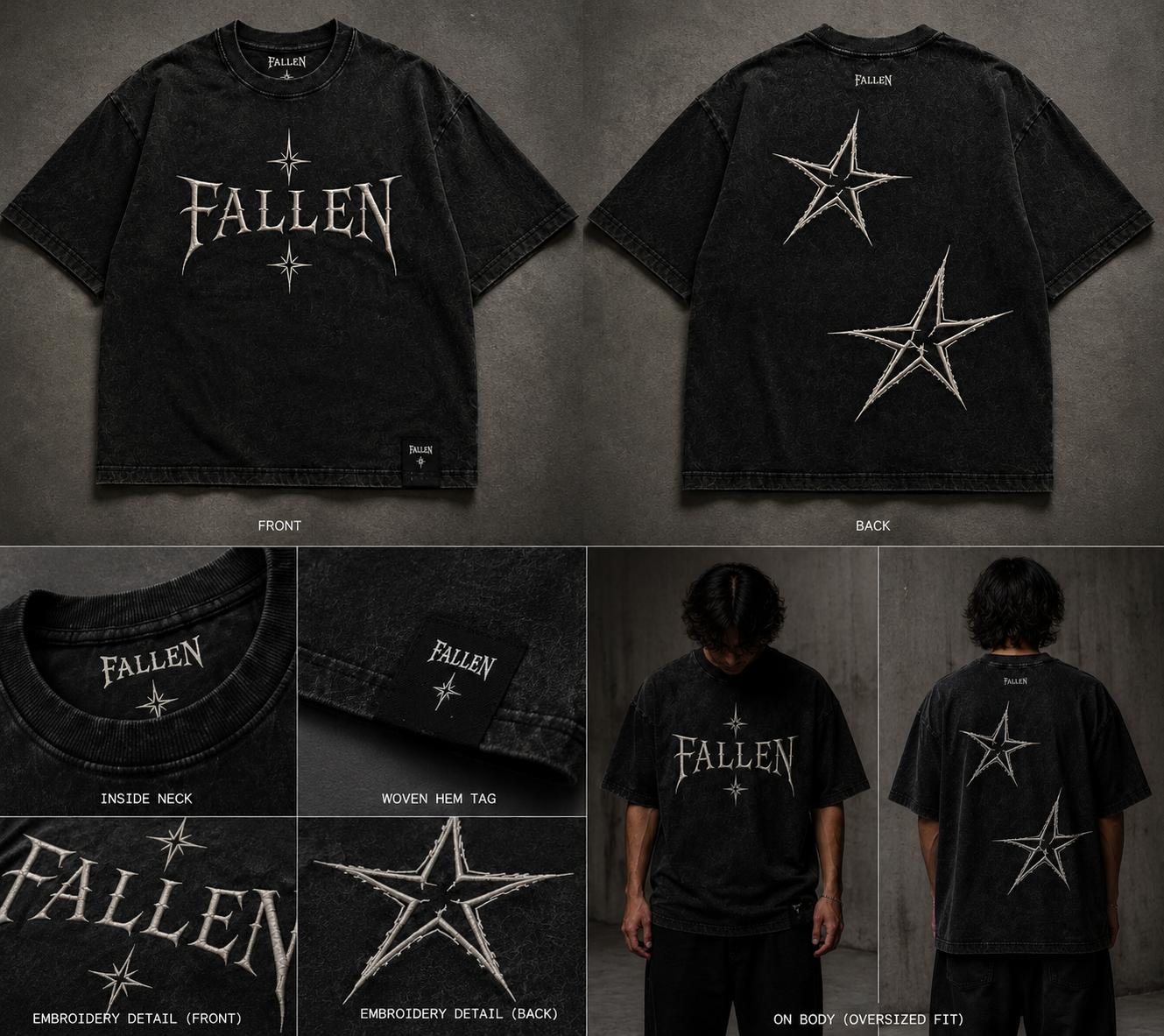 Fallen Vintage Black Washed T-Shirt